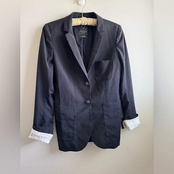 ARITZIA TALULA Exeter Boyfriend Blazer Wool Blend Jacket Black, size 8 - Picture 3 of 13